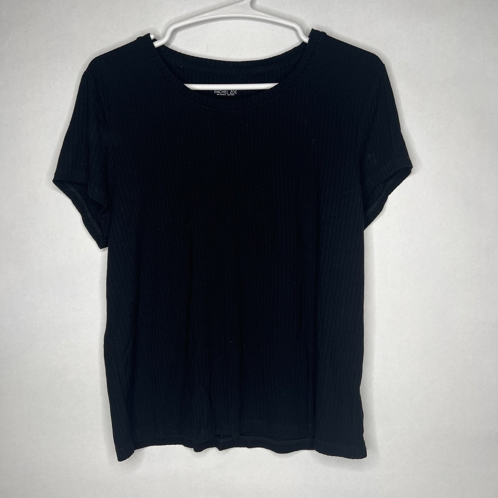 Rachel Zoe Women's Black T- Shirt Xl Ribbed Stretch Comfort Workwear Tee